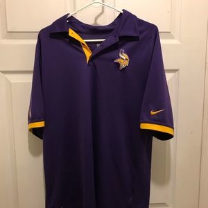 Mens Nike NFL polo. Team Vikings in team purple and yellow